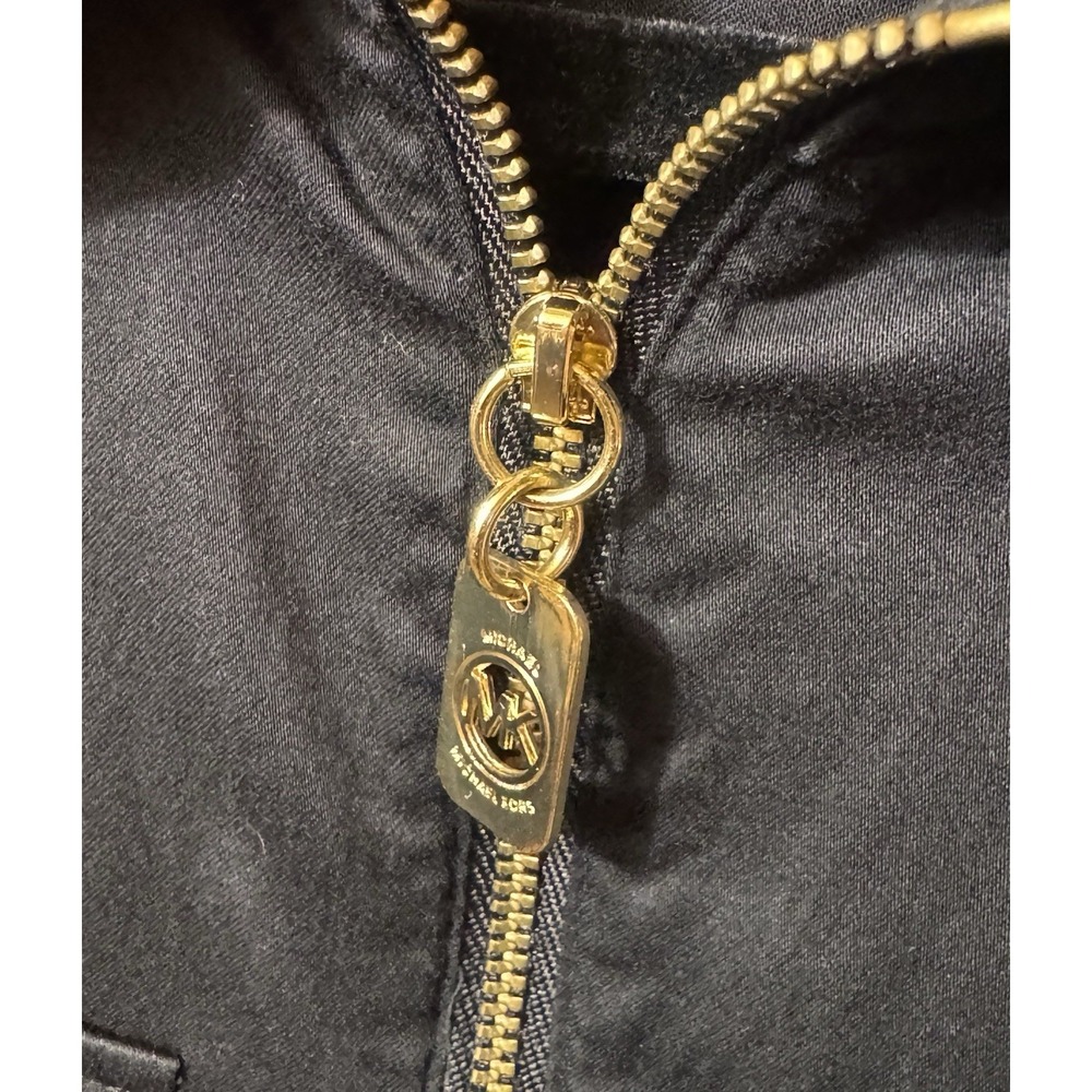 Michael Kors Zip Up Long Sleeve Top Black And Gold Size‎ 4 - Picture 2 of 5